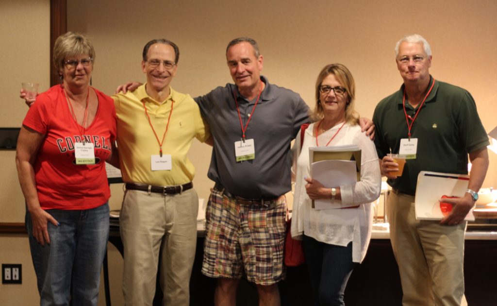 40th Reunion Team - Donna Copley, Len Kagan (honorary member), Halsey Knapp, Cara Kagan, Geoff Gailey (left to right, Karen Lipton Wellin missing)